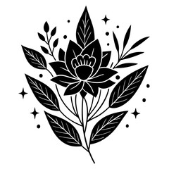 minimal botanical graphic sketch drawing, Silhouettes vector