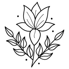 minimal botanical graphic sketch drawing, trendy tiny tattoo vector illustration