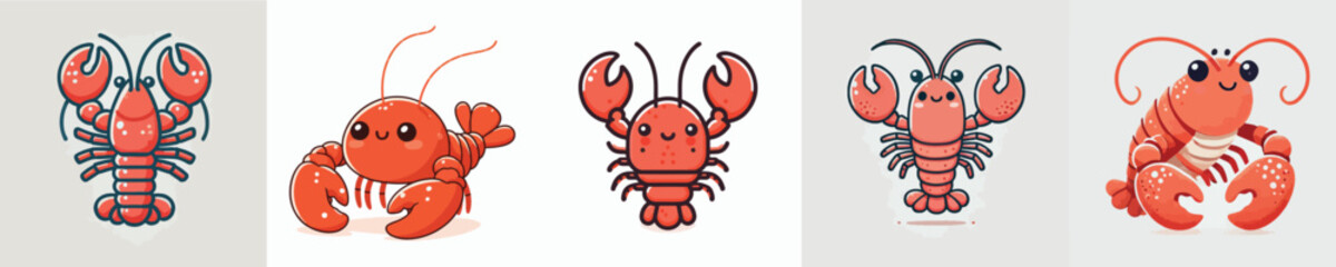 vector set of cute lobsters