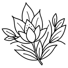 minimal botanical graphic sketch drawing, trendy tiny tattoo vector illustration