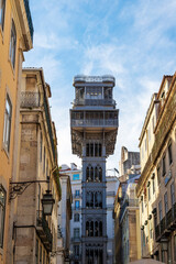 Historic 19th Century Elevador de Santa Justa in Lisbon, Portugal