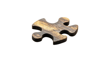 Wooden puzzle piece, dark background, solution concept, game