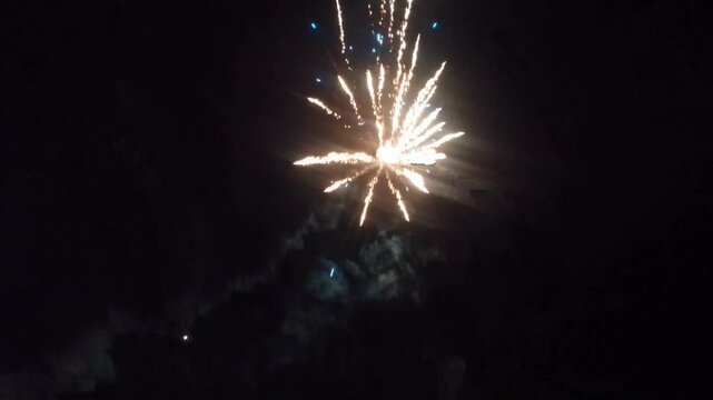 Colorful Fireworks Display in the Indonesian Sky.