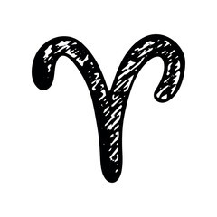 Hand drawn aries zodiac sign Esoteric symbol doodle Astrology clipart Element for design