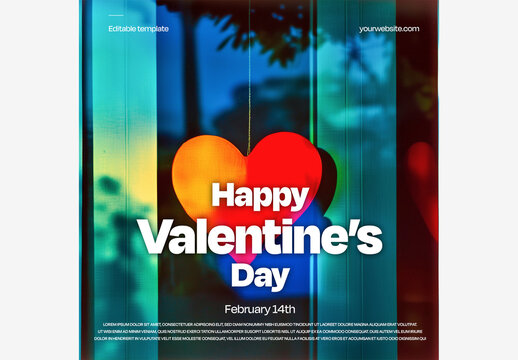 Celebrate Love with a Stunning Happy Valentine's Day Free PSD Flyer Template - Creative PSD Freebies for Your Romantic Event Valentine's Day Template