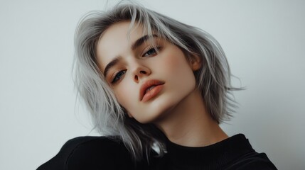 Fototapeta premium Fashionable and Modern Woman with Silver Hair