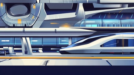 Futuristic High-Speed Train at a Modern Station: A Glimpse into the Future of Urban Transportation