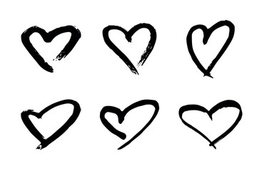 Set of simple hand drawn heart drawing illustration Scribble heart doodle Love clipart