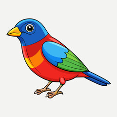 vector illustration of a painted bunting bird
