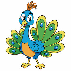 cartoon peacock vector