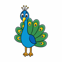 cartoon peacock vector