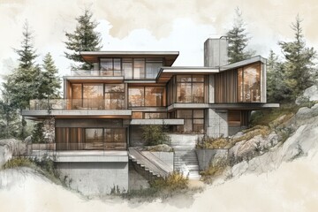 Modern Future Home Design Drawing 