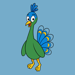 cartoon peacock vector