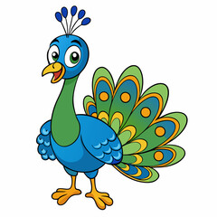 cartoon peacock vector