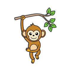 Obraz premium the monkey is hanging from a tree branch