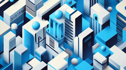 the 3D vector abstract geometric background you requested, featuring cubes and rhythmic shapes arranged in an isometric style with an urban atmosphere.