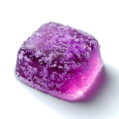 Close-Up of Bright purple Sugar-Coated Candy Close-Up on White Background