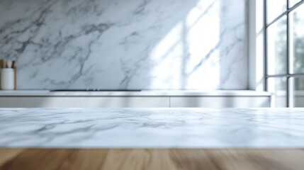 Luxurious Kitchen Countertop Transformation with Marble Effect Tiles