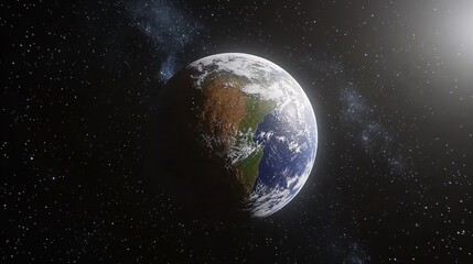 Earth viewed from space highlighting its diverse landscapes and atmosphere at dawn