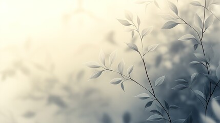 Naklejka premium Delicate willow branches in fresh green, soft morning light, serene and minimalist Qingming Festival scene.