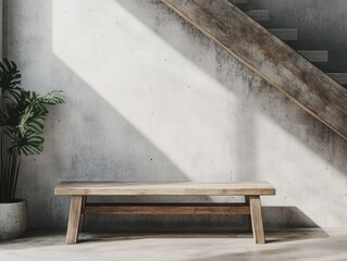 Modern Bench in Sunlit Room Corner