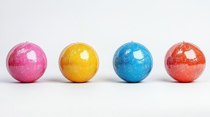 Obraz premium Colorful spheres on white background, studio shot.