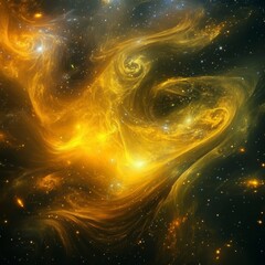 Golden Cosmic Nebulae: A Stunning Visual Representation of the Universe's Energy
