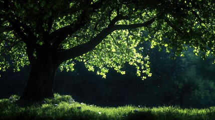 Obraz premium Tranquil Sunrise Among the Trees