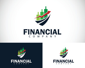 finance logo design concept creative growth arrow marketing shield wave industry