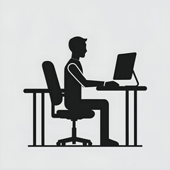 Vector silhouette of a person using a computer.
