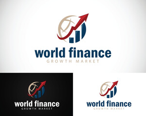 world finance logo creative growth business market design concept