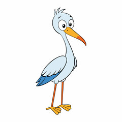 white stork on white background