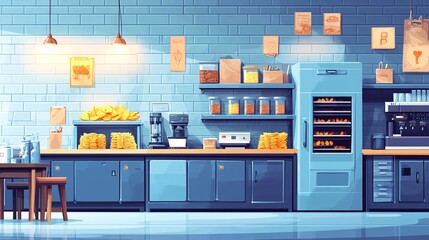Cozy bakery interior with fresh pastries and inviting decor in bright colors