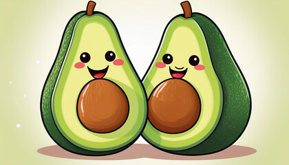 cute avocado smile and funny clipart sticker