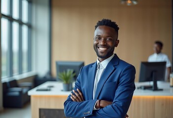 Fototapeta premium African american businessperson wearing a suit smiling
