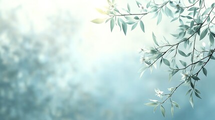 Delicate willow branches in fresh green, soft morning light, serene and minimalist Qingming Festival scene.