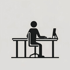 Vector silhouette of a person using a computer.