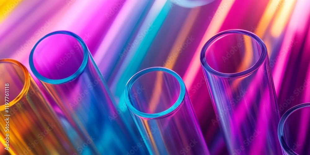 Wall mural this captivating image features an abstract background of vibrant pmma tubes in a stunning spectrum 