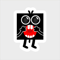 Bunny character. Sticker. Vector design. Scream.