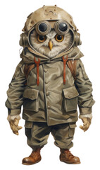 Fototapeta premium PNG Owl costumes wearing pilot outfit animal human cute.
