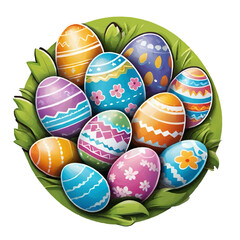 nest of easter of painted easter eggs, vector illustration