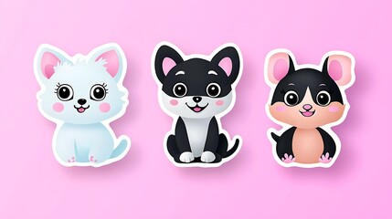 Fototapeta premium Adorable Cartoon Animals Stickers