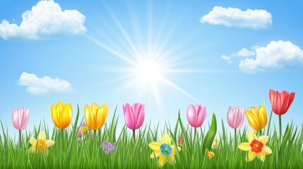 Obraz premium Springtime Meadow Flowers: A Vibrant Display of Colorful Blooms