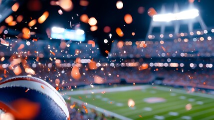 American Football Victory Celebration at Night Stadium