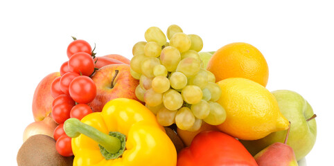 Fruits and vegetables isolated on a white background.