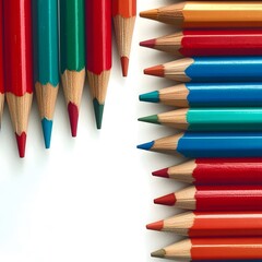 Fototapeta premium colored pencils and school bag clock for school supplies