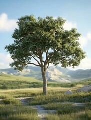 Obraz premium Serene Sunrise Tree