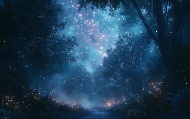 Mystical Moonlight Forest Path