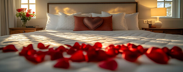 Romantic Bedroom Sunrise, Rose Petals