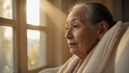 person looking out window